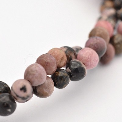 Round Natural Rhodonite Beads Strands G-M136-4mm-1