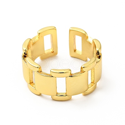 Brass Rectangle Open Cuff Ring for Men Women RJEW-A008-07G-1