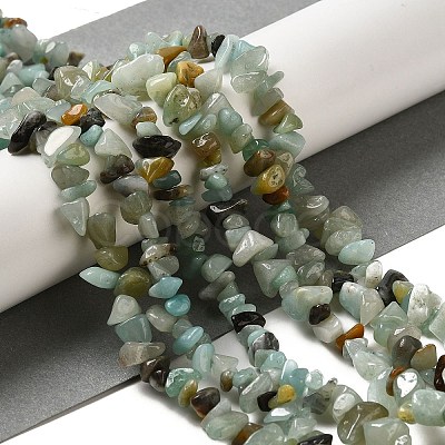 Natural Flower Amazonite Chips Beads Strands G-M205-12-01-1