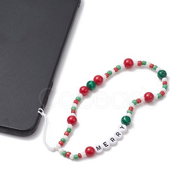 Christmas Glass Beaded Mobile Straps HJEW-TA00009-1