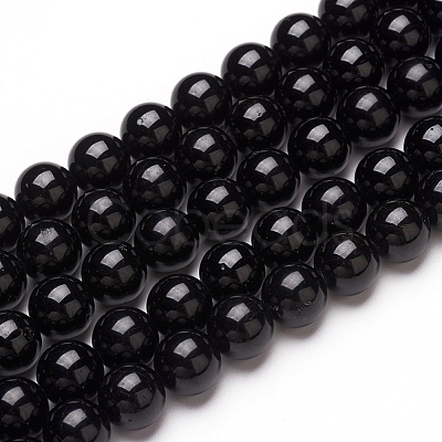 Natural Black Tourmaline Beads Strands G-L554-02-6mm-1