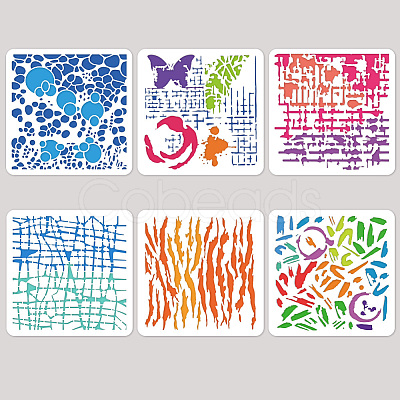 6Pcs 6 Styles PET Hollow Out Drawing Painting Stencils DIY-WH0416-0020-1