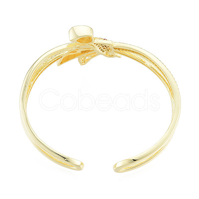 Cubic Zirconia Bird Open Cuff Bangle BJEW-N012-043-1