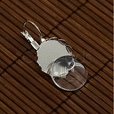 Brass Leverback Earrings Blank Base and Clear Domed Glass Covers DIY-X0156-S-1