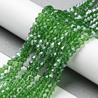 Transparent Electroplate Glass Beads Strands GLAA-F029-4mm-C03-1