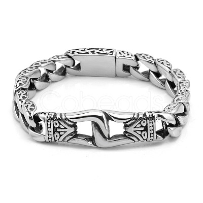 Tibetan Style Alloy Knot Link Bracelet with Curb Chains for Men WG68370-01-1