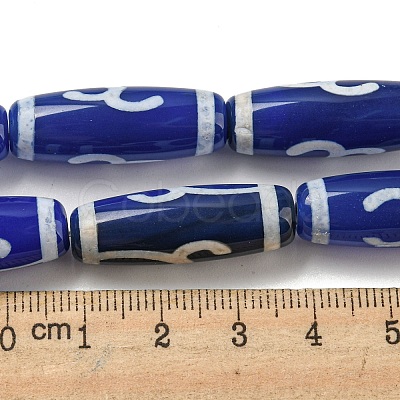 Blue Tibetan Style dZi Beads Strands TDZI-NH0001-B03-01-1