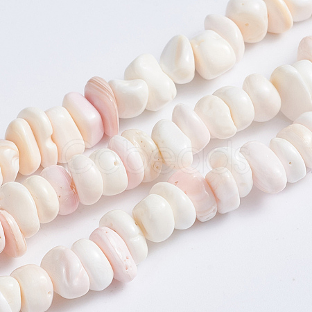 Natural Pink Shell Beads Strands X-SSHEL-L016-19-1