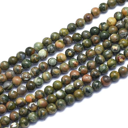 Natural Rhyolite Jasperyc Beads Strands G-K310-C01-6mm-1