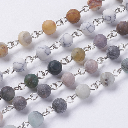 Natural/Synthetic Gemstone Beaded Chains AJEW-JB00400-1