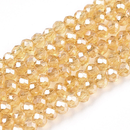 Electroplate Glass Beads Strands EGLA-A034-T4mm-A01-1