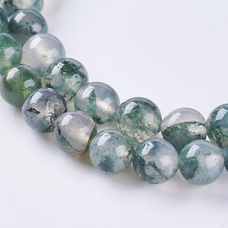 Natural Moss Agate Beads Strands X-G-L470-31-6mm-1