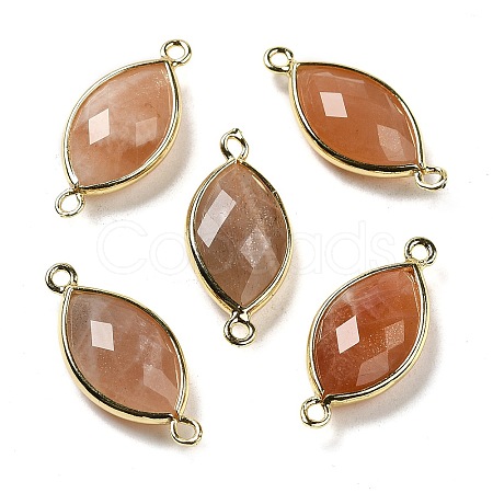 Natural Sunstone Faceted Connector Charms G-K347-03G-01-1