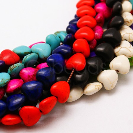 Heart Synthetic Turquoise Beads Strands TURQ-I019-12mm-M-1