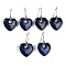 Natural Lapis Lazuli Dangle Earrings, with Rack Plating Brass Earring Hooks, Cadmium Free & Lead Free, Heart, 40x23mm