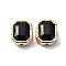 Rack Plating Alloy Beads, with Glass, Octagon, Golden, Black, 13.5x11.5x7.5mm, Hole: 1.6mm