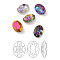 K9 Glass Rhinestone Cabochons, Point Back & Back Plated, Faceted, Oval, Mixed Color, 14x10x5.5mm