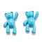 Spray Painted Brass Pendants, Bear, Cyan, 18x10.5x4.5mm, Hole: 4.5x2mm