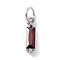 304 Stainless Steel Cubic Zirconia Pendants, Rectangle, Stainless Steel Color, Brown, 17x4x4mm, Hole: 5mm