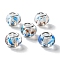 High Transparent Two-Color Copper Buckle Acrylic European Beads, Round, Large Hole Bead, Platinum, Dodger Blue, 14x10mm, Hole: 5mm