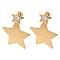 Titanium Steel Stud Earrings for Women, Star, Real 18K Gold Plated, 44x35.5mm