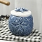 Ceramic Storage Jar with Lids, Kitchen Storage Boxes, Steel Blue, 115x150mm