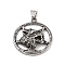 Viking 304 Stainless Steel Pendants, Star with Wolf Head Charm, Antique Silver, 42x37.5x8mm, Hole: 4x7mm