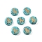 Synthetic Turquoise Beads, with Golden Tone Brass Slices, Flat Round with Constellations, Aries, 15x5mm, Hole: 1mm