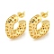 Rack Plating Brass Stud Earrings, Long-Lasting Plated, Lead Free & Cadmium Free, C-shape, Real 18K Gold Plated, 22x22mm