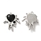 Alloy Pendant, with Glass, Platinum, Lead Free & Cadmium Free, Melting Heart Charm, Black, 24x20.5x6mm, Hole: 1.6mm