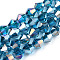 Electroplate Glass Beads Strands, AB Color Plated, Faceted, Bicone, Dark Turquoise, 7.5~8x7.5~8mm, Hole: 1.5mm, about 40pcs/strand, 11.81 inch