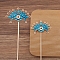 Flower Alloy Enamel Hair Stick Finding, Ancient Style Hanfu Accessories for Women Girl, Deep Sky Blue, 120mm