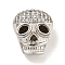 Brass Micro PaveClear Cubic Zirconia Beads, Skull, Platinum, 12x11x9.5mm, Hole: 2mm