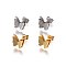 304 Stainless Steel Stud Earrings, Hypoallergenic Earrings, Textured, Butterfly, Mixed Color, 10x12x3.5mm, Pin: 0.8mm