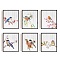 Chemical Fiber Oil Canvas Hanging Painting, Home Wall Decoration, Rectangle, Bird Pattern, 250x200mm, 6 style, 1pc/style, 6pcs/set