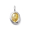 925 Sterling Silver Cubic Zirconia Oval Charms, Birthstone Charms with 925 Stamp, Silver Color Plated, Gold, 14.5x8x3mm, Hole: 3.5x2mm