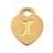 Ion Plating(IP) 304 Stainless Steel Pendants, Laser Cut, Heart with Letter Charm, Golden, Letter X, 15x12x1mm, Hole: 3x3.5mm