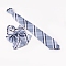 Preppy Style Women's Adjustable Polyester Bowknot Bow Tie and Zipper Neckties Set, with Elastic Cords and Plastic Clasps, Grid Pattern, Blue, 49cm, 40cm, 2pcs/set