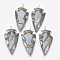 Non-magnetic Synthetic Hematite Pendants, with Golden Tone Brass Findings, Arrowhead, 46x24~25x9mm, Hole: 5~6x4~5mm