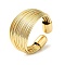 Brass Multi Wire Wrap Open Cuff Ring, Real 18K Gold Plated, Inner Diameter: 17.6mm