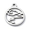 Non-Tarnish 304 Stainless Steel Charms, Laser Cut, Flat Round with Cloud Charm, Stainless Steel Color, 14x11.5x1mm, Hole: 1.2mm