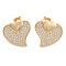 Brass Pave Cubic Zirconia Stud Earrings, Heart, Golden, Heart, 19x20mm