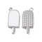 Ion Plating(IP) Brass Enamel Pendants, Ice-Lolly, Real Platinum Plated, White, 20x9x2mm, Hole: 1.5mm