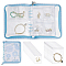 PVC Loose Leaf Jewelry Storage Bag, for Earring Bracelet Display, with Alloy Findings, Rectangle, Light Sky Blue, 21.1x18.5x2.5cm