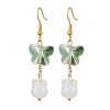 Butterfly Transparent Glass with Natural White Jade Dangle Earrings EJEW-JE05804-02-1