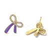 Bowknot Brass Stud Earrings EJEW-R162-09G-3