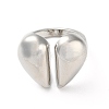 Rack Plating Heart Brass Open Cuff Ring for Women RJEW-A037-01P-2