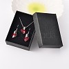 Heart Glass Pendant Necklaces & Dangle Earrings Jewelry Sets SJEW-JS00881-04-1