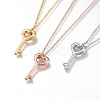 304 Stainless Steel Heart Key Pendant Necklaces NJEW-I240-16-1