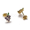 Brass Micro Pave Cubic Zirconia Stud Earrings EJEW-H123-01G-2